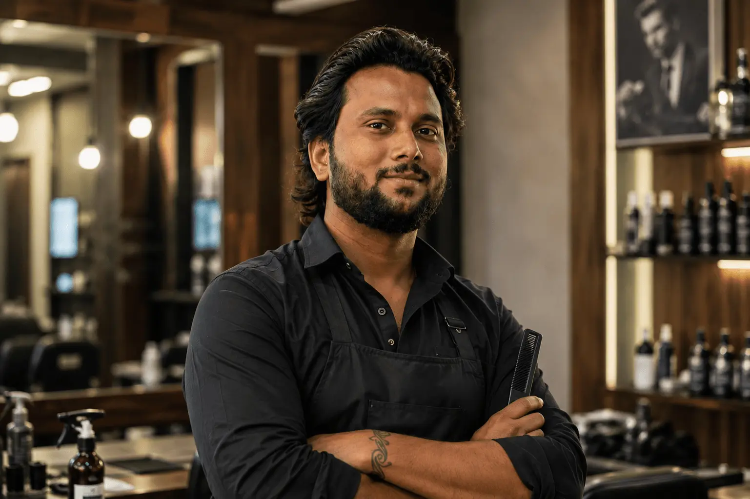 Ajay Sharma, barber at Banarasi Salon in Varanasi