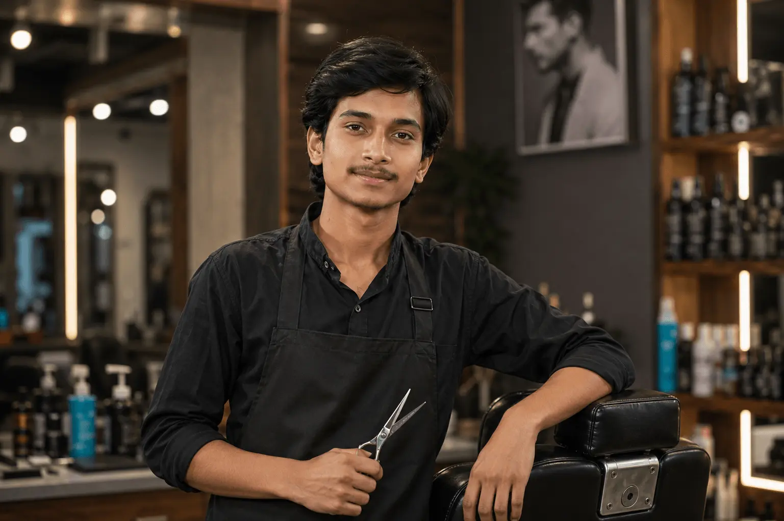 Arman Sheikh, barber at Banarasi Salon in Varanasi